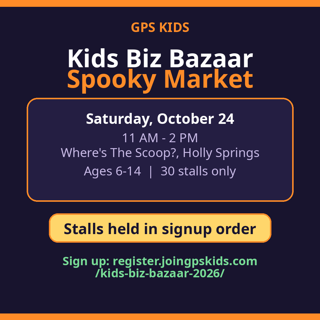 GPS Kids Biz Bazaar Spooky Market invite card